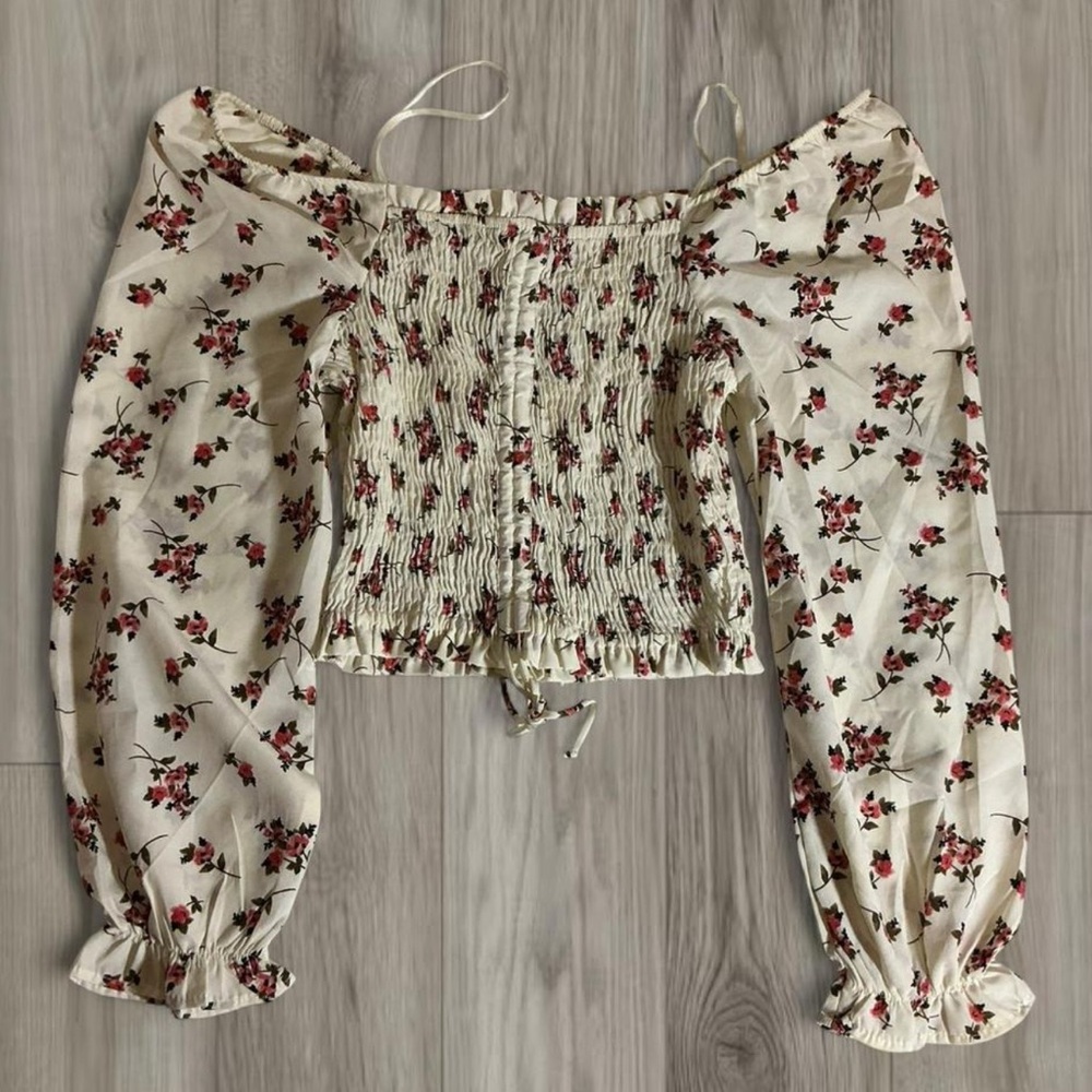 Floral Off-Shoulder Smocked Top